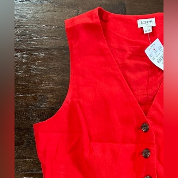 J.Crew-Button-front linen-blend vest, red size 6-NWT - Picture 15 of 15